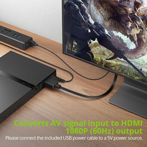 Linkfor PS2 إلى محول HDMI ، كابل HDMI ، مع 4: 3/16: 9 مفتاح نسبة العرض إلى ارتفاع الشاشة ، كابل HDMI لأجهزة PS2 و PS1 in Kuwait