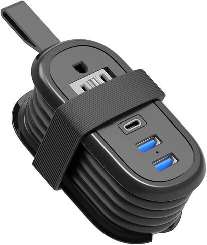 Beva Travel Power Strip مع منافذ USB C ، سلك تمديد 4 أقدام ، منافذان ، 3 منافذ USB ، أساسيات سفينة الرحلات (3.4A Charge ، Black) in Kuwait