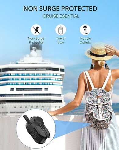 Beva Travel Power Strip مع منافذ USB C ، سلك تمديد 4 أقدام ، منافذان ، 3 منافذ USB ، أساسيات سفينة الرحلات (3.4A Charge ، Black) in Kuwait