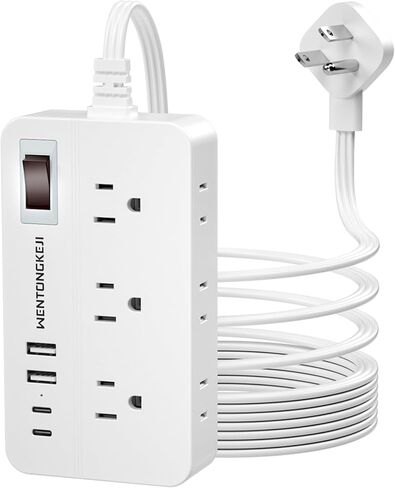 قطاع الطاقة الحامي للارتداد-قابس مسطح سلك التمديد المضفر 5 أقدام مع 6 منافذ و 2 من موانئ USB-A 2 USB-C ، 1080 Joules محطة شحن مثبتة على الحائط للمكتب ETL (5 أقدام) in Saudi Arabia