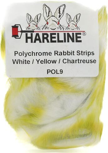 Hareline Polychrome Rabbit Strips #9 White/Yellow/Chartreuse in Saudi Arabia