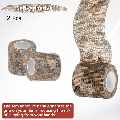 2 Rolls Camouflage Tape, Self Adhesive Wrap for Outdoor Climbing in Kuwait