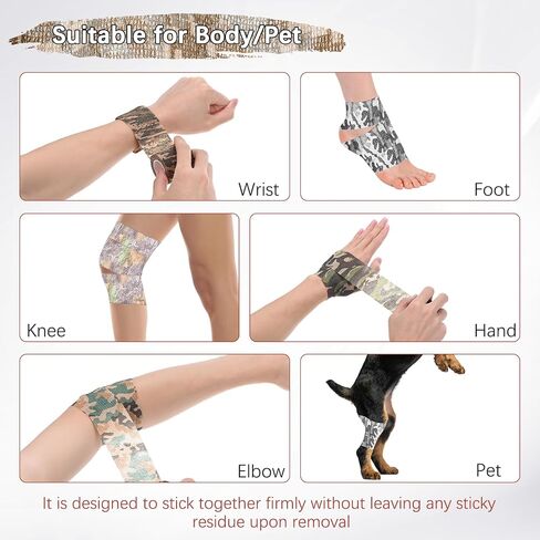 2 Rolls Camouflage Tape, Self Adhesive Wrap for Outdoor Climbing in Kuwait