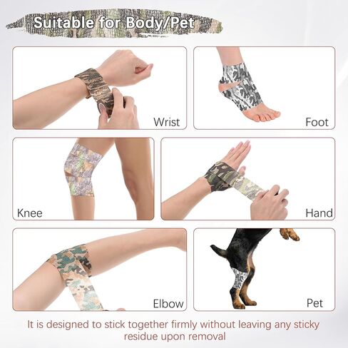 2 Rolls Camouflage Tape, Self Adhesive Wrap for Outdoor Climbing in Kuwait