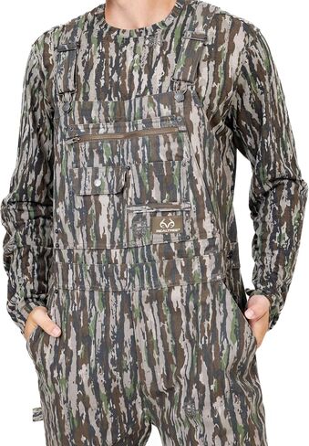 realtree Men Men's Camo Hunting Cotton Bib saps ، وزرة مسيرة مموهة غير معزولة طوال الموسم للأنشطة الخارجية in Saudi Arabia