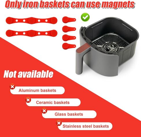 6pcs مغناطيس مقلاة الهواء لورق شهادة جامعية ، إكسسوارات مغناطيسية من السيليكون المقاومة للسيليكون مقاومة للإيقاع لقفل السلة الآمنة بأمان (أحمر) (أحمر) in Kuwait