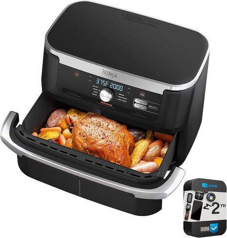 Ninja Foodi 11 Quart 7-in-1 Megazone XL Flexbasket Air Fryer ، مقسم سلة للوجبات الكاملة ، تقلى الهواء ، الشواء ، الرمادي (متجدد) in Saudi Arabia
