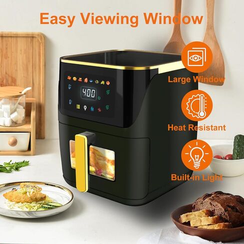 Air Fryer, 8.5Qt Large Family Size, 8-in-1 Function Digital Touch Screen, Easy Viewing Windows, 1750W Fast Air Frying up to 400℉, Auto Shut Off, Nonstick and Dishwasher-Safe Basket in Saudi Arabia