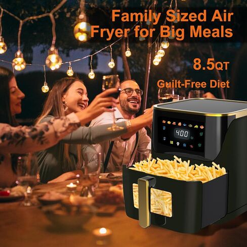 Air Fryer, 8.5Qt Large Family Size, 8-in-1 Function Digital Touch Screen, Easy Viewing Windows, 1750W Fast Air Frying up to 400℉, Auto Shut Off, Nonstick and Dishwasher-Safe Basket in Saudi Arabia