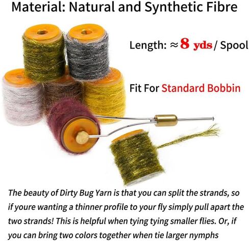 Pack of 5 Fishing Fly Tying Material Dirty Bug Yarn Mottled Dubbing Rope Line for Tying Shrimps Nymphs Caddis Flies in Saudi Arabia
