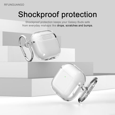 RFUNGUANGO for AirPods 4 Protective Case, Soft TPU Airpods 4th Generation Protective Case, Transparent with Cleaning Kit, with Keychain, for Apple AirPods 4 Gen, Unisex -White in Kuwait