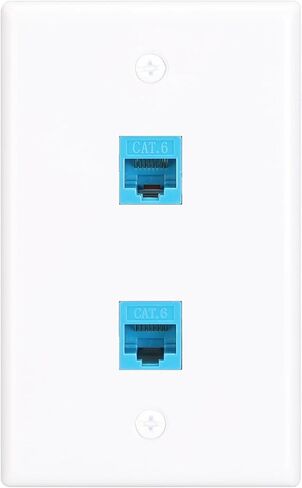 2 Port Ethernet Wall Plate,Ethernet Cable Wall Plate with RJ45 1Pack in Kuwait