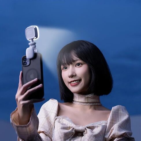 مصباح LED صغير للهاتف والكاميرا والكمبيوتر المحمول - مصباح صورة شخصية محمولة ، و USB قابلة لإعادة الشحن مع سطوع قابل للتعديل و 3 أوضاع ملونة - مثالية للتسوية ، والبث ، ومكالمات الفيديو ، والصور (أبيض) in Kuwait