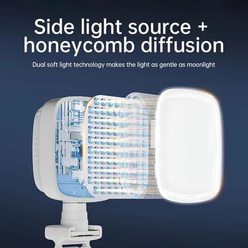 مصباح LED صغير للهاتف والكاميرا والكمبيوتر المحمول - مصباح صورة شخصية محمولة ، و USB قابلة لإعادة الشحن مع سطوع قابل للتعديل و 3 أوضاع ملونة - مثالية للتسوية ، والبث ، ومكالمات الفيديو ، والصور (أبيض) in Kuwait