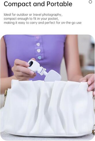 مصباح LED صغير للهاتف والكاميرا والكمبيوتر المحمول - مصباح صورة شخصية محمولة ، و USB قابلة لإعادة الشحن مع سطوع قابل للتعديل و 3 أوضاع ملونة - مثالية للتسوية ، والبث ، ومكالمات الفيديو ، والصور (أبيض) in Kuwait