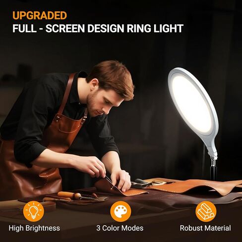 Ring Light Tripod for iPhone, 10" Circle LED Ring Light with Stand for Photography Video Recording, 3 Color Modes, Adjustable Height for Live Streaming, Content Creation, TikTok, YouTube in Kuwait