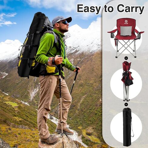 Camping Chair, Portable Folding Outdoor Chair with Arms, Cup Holder and Carry Bag in Kuwait