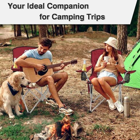 Camping Chair, Portable Folding Outdoor Chair with Arms, Cup Holder and Carry Bag in Kuwait