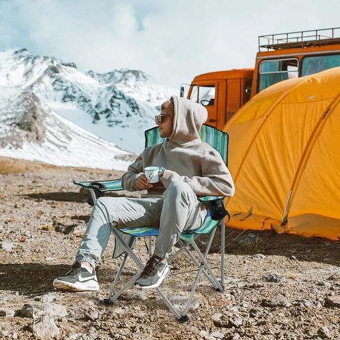 Camping Chair, Portable Folding Outdoor Chair with Arms, Cup Holder and Carry Bag in Kuwait