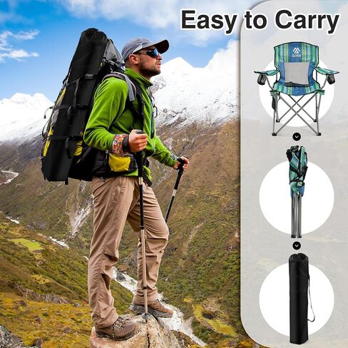 Camping Chair, Portable Folding Outdoor Chair with Arms, Cup Holder and Carry Bag in Kuwait