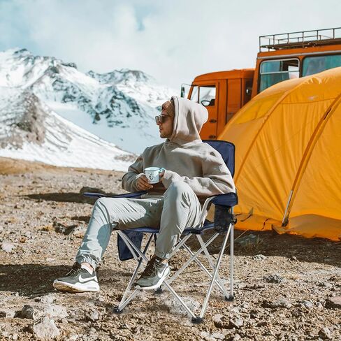 Camping Chair, Portable Folding Outdoor Chair with Arms, Cup Holder and Carry Bag in Kuwait