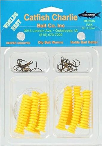 Catfish Charlies Dbh-12-06 Dip Bait Worms-Pack Of 12, Yellow - Yellow Dip Bait W in Saudi Arabia
