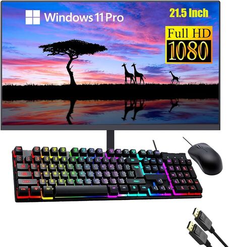 HP Elitedesk 800 G3 Mini PC Desktop with 21.5" FHD Computer Monitor, Win 11 Pro, Core i5-6500T 2.5GHz, 16GB RAM, 512GB SSD, Keyboard, Mouse, DP Cable(Renewed) in Saudi Arabia