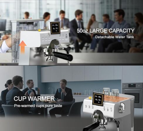 Espresso Machine 20 Bar مع حليب البخار Frother ، صانع الإسبريسو من الفولاذ المقاوم للصدأ مع عرض LED | صانع القهوة البارد وآلة القهوة الساخنة ، آلة كابتشينو إكسبريو الاحترافية للمنزل والمكتب in Kuwait