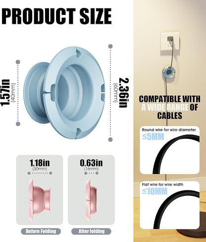 Nearockle Foldable Charger Organizer Charging Cable Winder, Compatible for USB C Charger Block, MacBook Charger, PC Charging Cords, Organization and Travel Essentials (Black&White) in Kuwait
