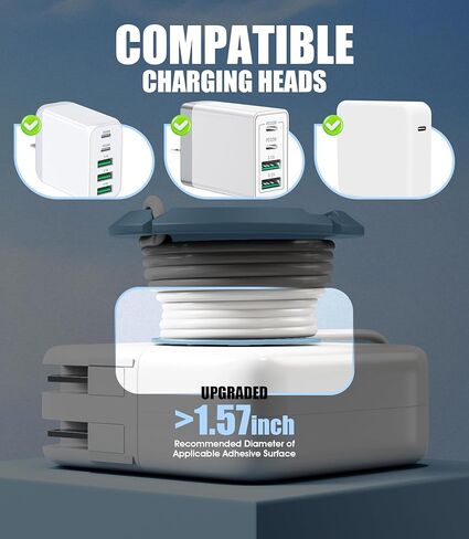 Nearockle Foldable Charger Organizer Charging Cable Winder, Compatible for USB C Charger Block, MacBook Charger, PC Charging Cords, Organization and Travel Essentials (Black&White) in Kuwait