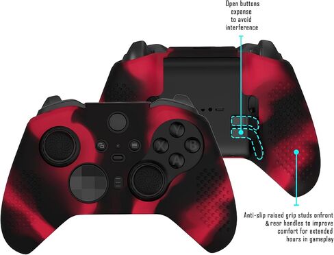 Playvital Playvital Black & Red Soft Soft Silicone Cover Skins for Xbox One Elite Controller Series 2 ، حالة وقائية مخصصة لوحدة تحكم Core Series 2 in Saudi Arabia