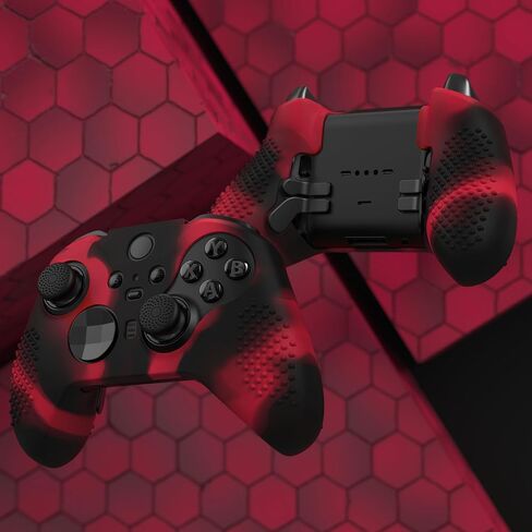 Playvital Playvital Black & Red Soft Soft Silicone Cover Skins for Xbox One Elite Controller Series 2 ، حالة وقائية مخصصة لوحدة تحكم Core Series 2 in Saudi Arabia