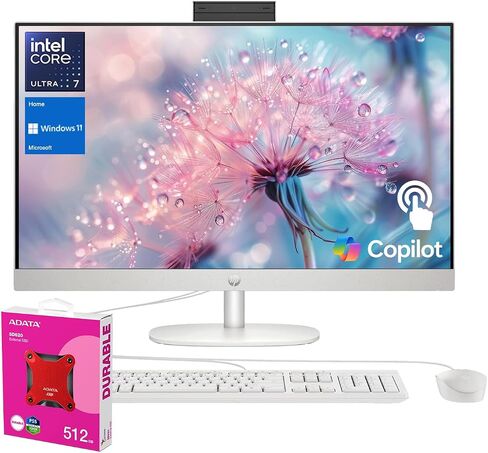 HP 2026 Essential 27 Business All-in-One PC with Next Gen AI Support, 27" FHD Touch, Intel Core Ultra 7 255U, 32GB DDR5 RAM, 1TB SSD, Wi-Fi 6, W11H, Wired KB & M, Bundle with 64GB Flash Drive in Saudi Arabia