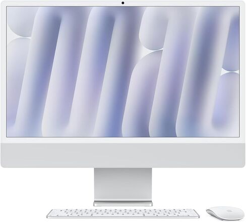 Apple iMac 24" with Retina 4.5K Display, M4 Chip with 10-Core CPU and 10-Core GPU, Late 2024 - Silver, Gigabit Ethernet, Standard Display, Magic Keyboard with Touch ID, 16GB, 1TB SSD in Saudi Arabia