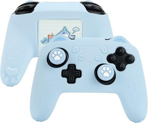 GeekShare Cat Paw Controller Skin Grips Set Compatible with Switch Pro-Anti-Slip Silicone Protective Cover Case Joystick Caps for Switch Pro Wireless Controller - Blue in Saudi Arabia