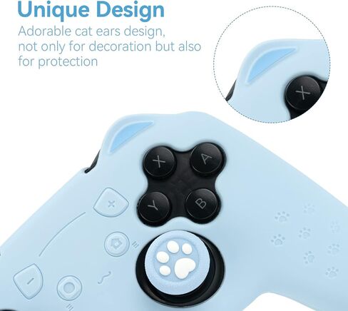 GeekShare Cat Paw Controller Skin Grips Set Compatible with Switch Pro-Anti-Slip Silicone Protective Cover Case Joystick Caps for Switch Pro Wireless Controller - Blue in Saudi Arabia