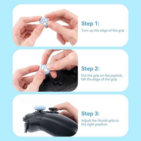 GeekShare Cat Paw Controller Skin Grips Set Compatible with Switch Pro-Anti-Slip Silicone Protective Cover Case Joystick Caps for Switch Pro Wireless Controller - Blue in Saudi Arabia