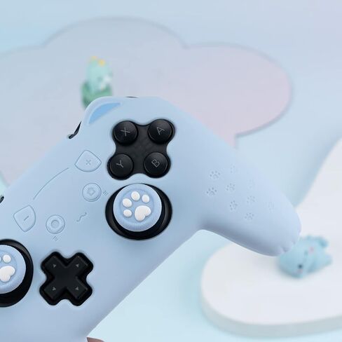 GeekShare Cat Paw Controller Skin Grips Set Compatible with Switch Pro-Anti-Slip Silicone Protective Cover Case Joystick Caps for Switch Pro Wireless Controller - Blue in Saudi Arabia