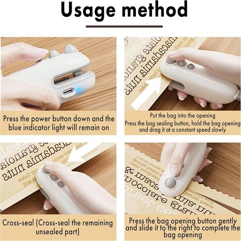Mini Bag Sealer with Cutter and Magnet 2 in 1 Mini Bag Sealer Portable Handheld Rechargeable Thermal Vacuum Food Sealer for Plastic Bag Snack and Food Storage in Saudi Arabia