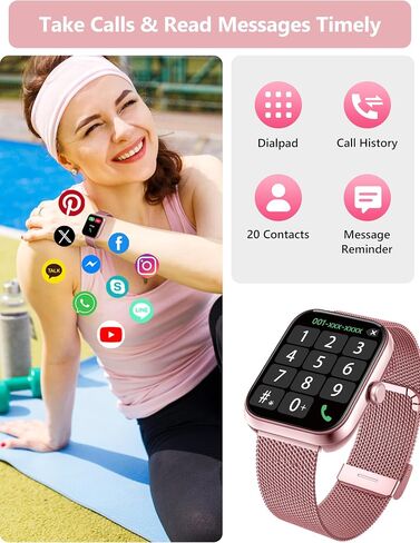 KALINCO Smart Watch Women [2 Bands, 44mm case] Alexa Fitness Tracker, Heart Rate, Sleep, Stress & SpO2 Monitor, IP68 Waterproof Smartwatch, Make/Answer Calls, Compatible with iPhone & Android Phones in Kuwait