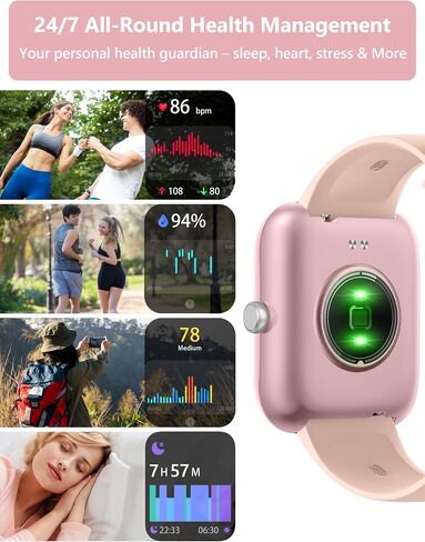 KALINCO Smart Watch Women [2 Bands, 44mm case] Alexa Fitness Tracker, Heart Rate, Sleep, Stress & SpO2 Monitor, IP68 Waterproof Smartwatch, Make/Answer Calls, Compatible with iPhone & Android Phones in Kuwait