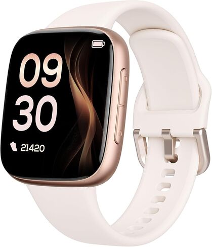 Smart Watch for Women Android & iPhone, 1.85" Ultra HD AMOLED Display,10 Day Battery, 3ATM Swimming Waterproof, Answer/Make Calls, Fitness/Heart Rate/Sleep Tracker/100 Sports, Beige in Saudi Arabia