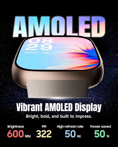 Smart Watch for Women Android & iPhone, 1.85" Ultra HD AMOLED Display,10 Day Battery, 3ATM Swimming Waterproof, Answer/Make Calls, Fitness/Heart Rate/Sleep Tracker/100 Sports, Beige in Saudi Arabia