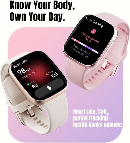Smart Watch for Women Android & iPhone, 1.85" Ultra HD AMOLED Display,10 Day Battery, 3ATM Swimming Waterproof, Answer/Make Calls, Fitness/Heart Rate/Sleep Tracker/100 Sports, Beige in Saudi Arabia