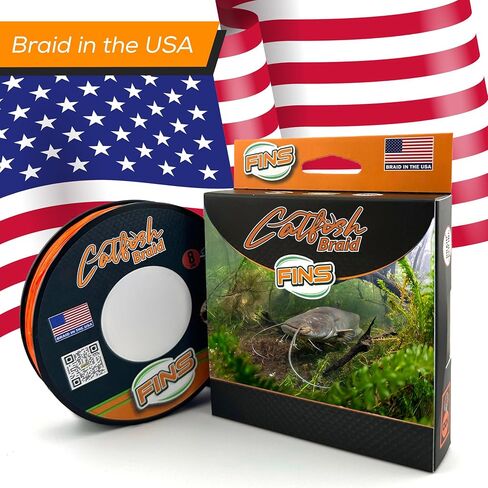 Catfish Braid - Ultra-Strong 8-End HT-PE Fishing Line Smooth Casting Wire, No Stretch, High Durability, Abrasion-Resistant Long Casts No Line Digging - Made in USA in Saudi Arabia