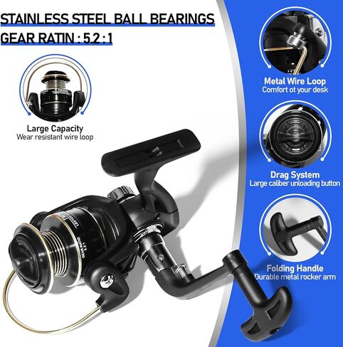 Telescopic Fishing Rod and Reel Combo Kit, 2PACK 6.9FT Carbon Fiber Collapsible Rods, Spinning Reels, Lures and Carrier Bag, Saltwater & Freshwater Travel Fishing Gear for Adults in Kuwait