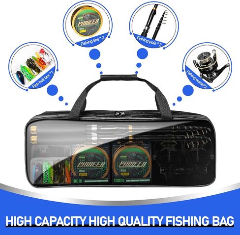 Telescopic Fishing Rod and Reel Combo Kit, 2PACK 6.9FT Carbon Fiber Collapsible Rods, Spinning Reels, Lures and Carrier Bag, Saltwater & Freshwater Travel Fishing Gear for Adults in Kuwait