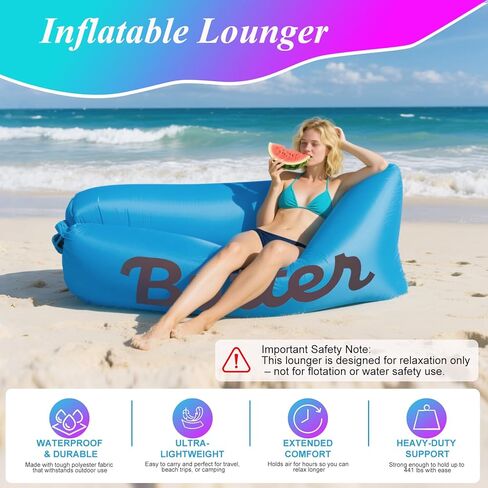 أريكة هواء متسكع للنفخ ، أريكة أرجوحة محمولة أريكة أريكة أريكة مقاومة للمياه ومضادة للهواء التصميم للشاطئ ، التخييم ، النزهات ، السفر والمهرجانات in Kuwait