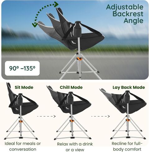 Hammock Camping Chair – Folding Swing Chair with Headrest & Cup Holder, 300 lbs Support, Breathable Mesh, Portable & Lightweight for Outdoor, Camping, Fishing, Patio & Travel in Saudi Arabia