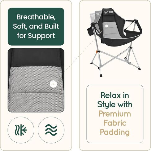 Hammock Camping Chair – Folding Swing Chair with Headrest & Cup Holder, 300 lbs Support, Breathable Mesh, Portable & Lightweight for Outdoor, Camping, Fishing, Patio & Travel in Saudi Arabia